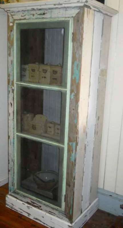 Blue/ White Painted Meat safe / mesh cupboard" KIMS CREATIONS"